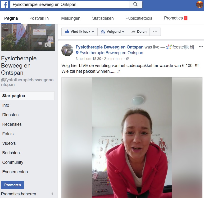 Facebook verloting live cadeaupakket Zoetermeer Facebook verloting cadeaupakket