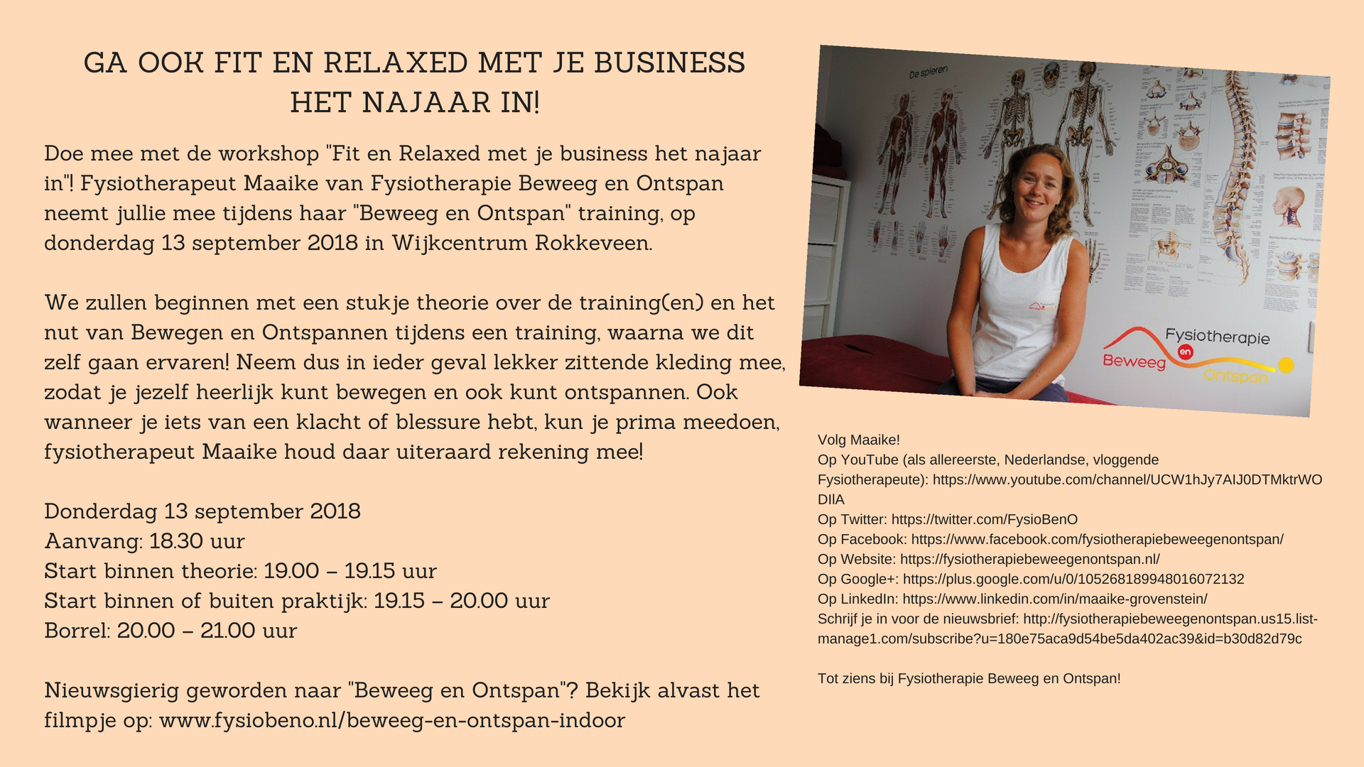 Ga ook Fit en Relaxed met je business het najaar in! Workshop Zoetermeerse Zakenvrouwen